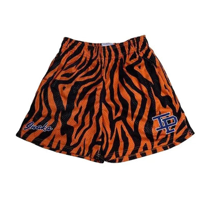 Summer Men's INAKA IP Leopard Print Mesh Shorts Elastic Waist Drawstring Breathable Quick Dry Gym Workout Fitness Casual Pants
