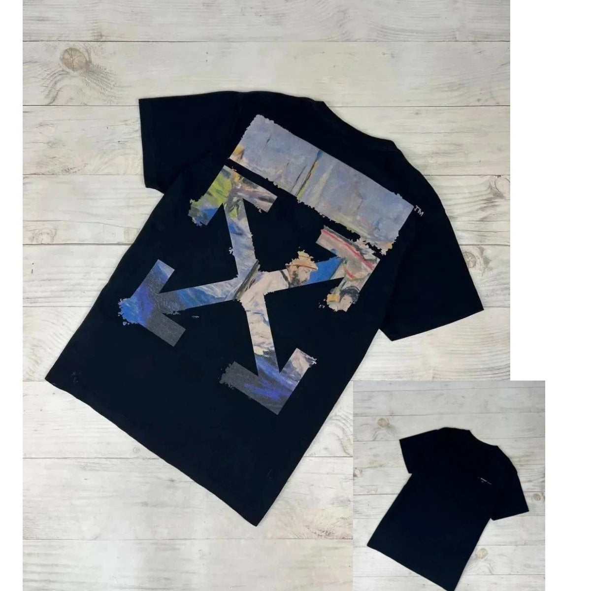 Trendy Fashion Fun Graffiti Blue Arrow Simple Luxury Casual T-Shirt Men's and Women's Luxury Brand Top