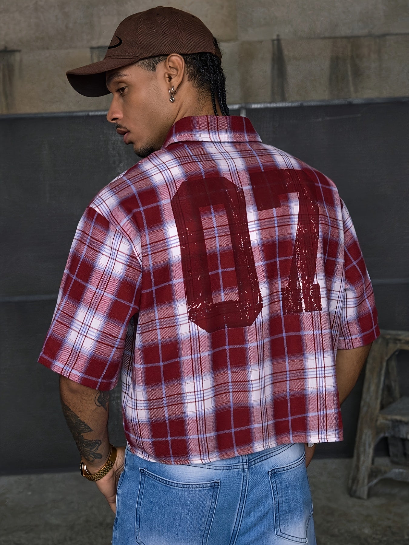 Men's Multi-Size Loose Fit Lapel Short Sleeve Printed Patchwork Casual Shirt