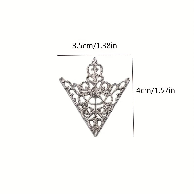 2pcs Retro Hollow Pattern Triangle Clips, Exquisite Fashion Accessories for Men's and Women's Suits & Shirts