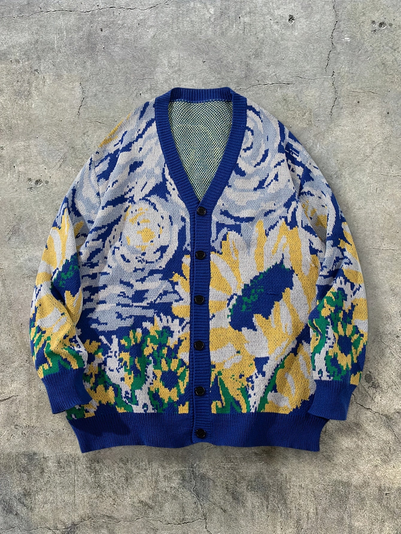 Nova camisola unissexo casual para homem e mulher, ideal para o dia a dia, com um estampado abstrato de pintura a óleo de Van Gogh e um design de casaco de malha de mangas compridas em malha.