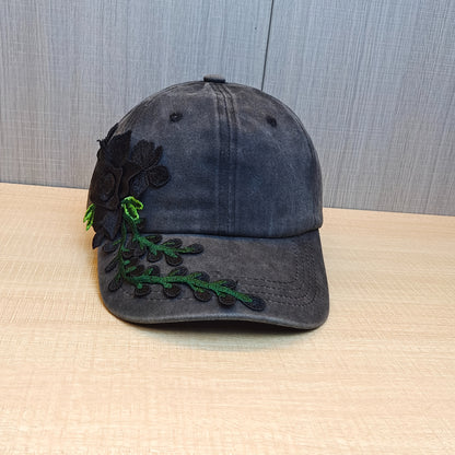 1 Vintage Embroidered Exaggerated Floral Baseball Cap, Ethnic Style Duckbill Cap, Fashionable and Versatile Sports Hat