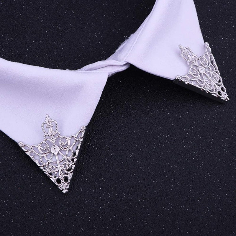 2pcs Retro Hollow Pattern Triangle Clips, Exquisite Fashion Accessories for Men's and Women's Suits & Shirts