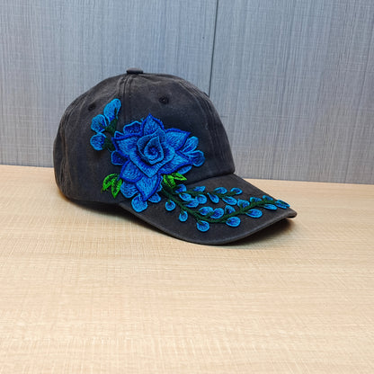 1 Vintage Embroidered Exaggerated Floral Baseball Cap, Ethnic Style Duckbill Cap, Fashionable and Versatile Sports Hat