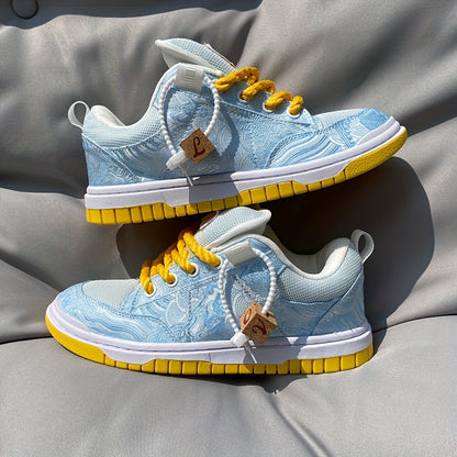 Original Design Light Blue Loafers with Thick Tongues for Both Men And Women, Comfortable And Durable Casual Shoes, Versatile Trendy Footwear, Low-Top Fashion Sneakers for Autumn And Winter