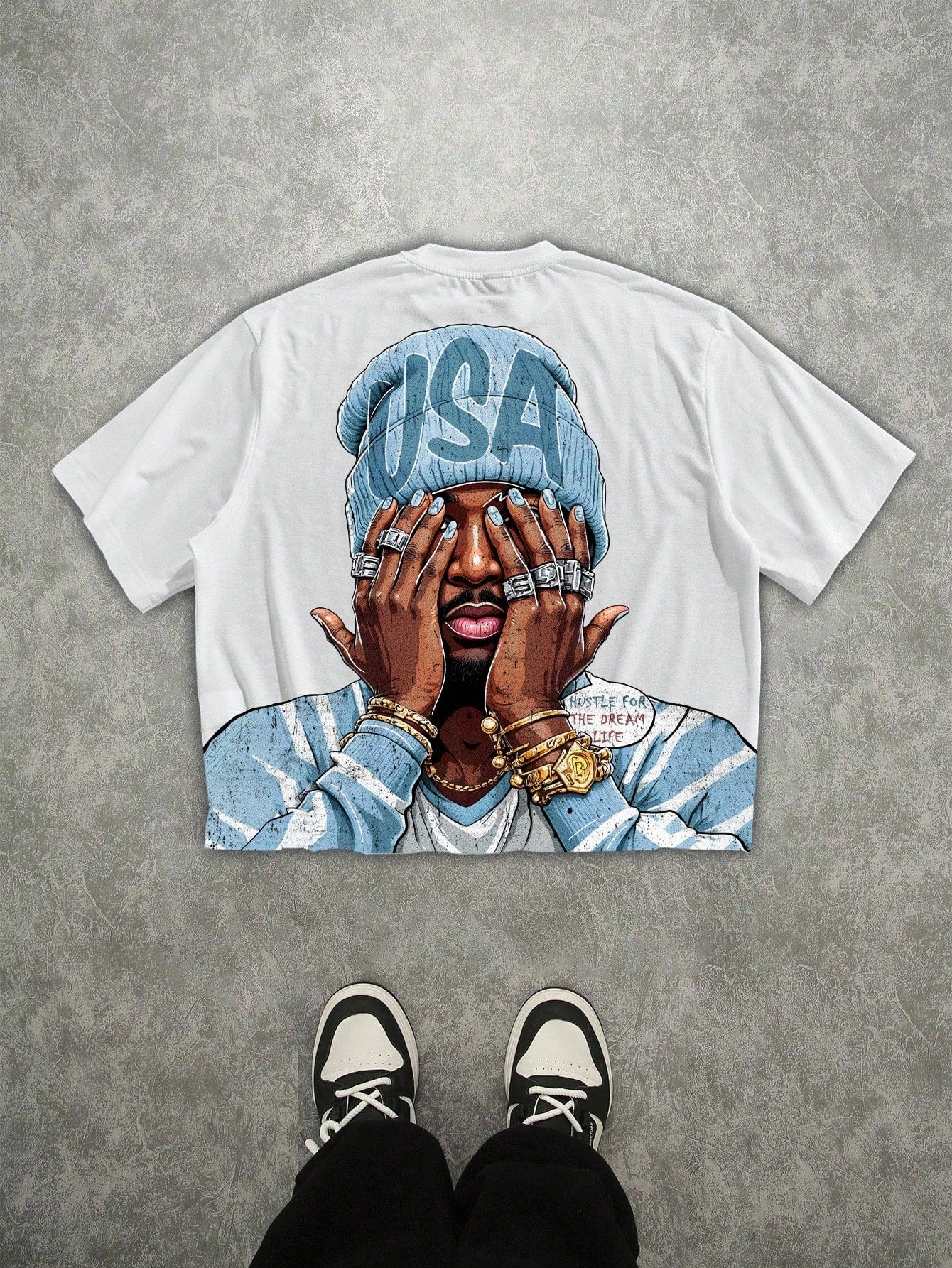 Men'S Casual Short Sleeve T-Shirt White, Men'S 3D Digital Print T-Shirt, Streetwear Style Hip Hop T-Shirt Rapper Graphic Tees, Men'S Short Sleeve T-Shirt, Casual Men'S T-Shirt Crew Neck Short Sleeve