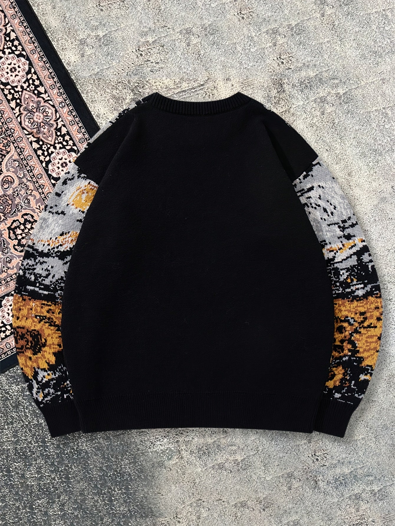 New Autumn And Winter Men'S Casual Loose-Fitting Sweater Featuring a Easy Van Gogh-Inspired Sunflower And Starry Sky Oil Painting Design with a Vintage Knit Long Sleeve And Round Neck
