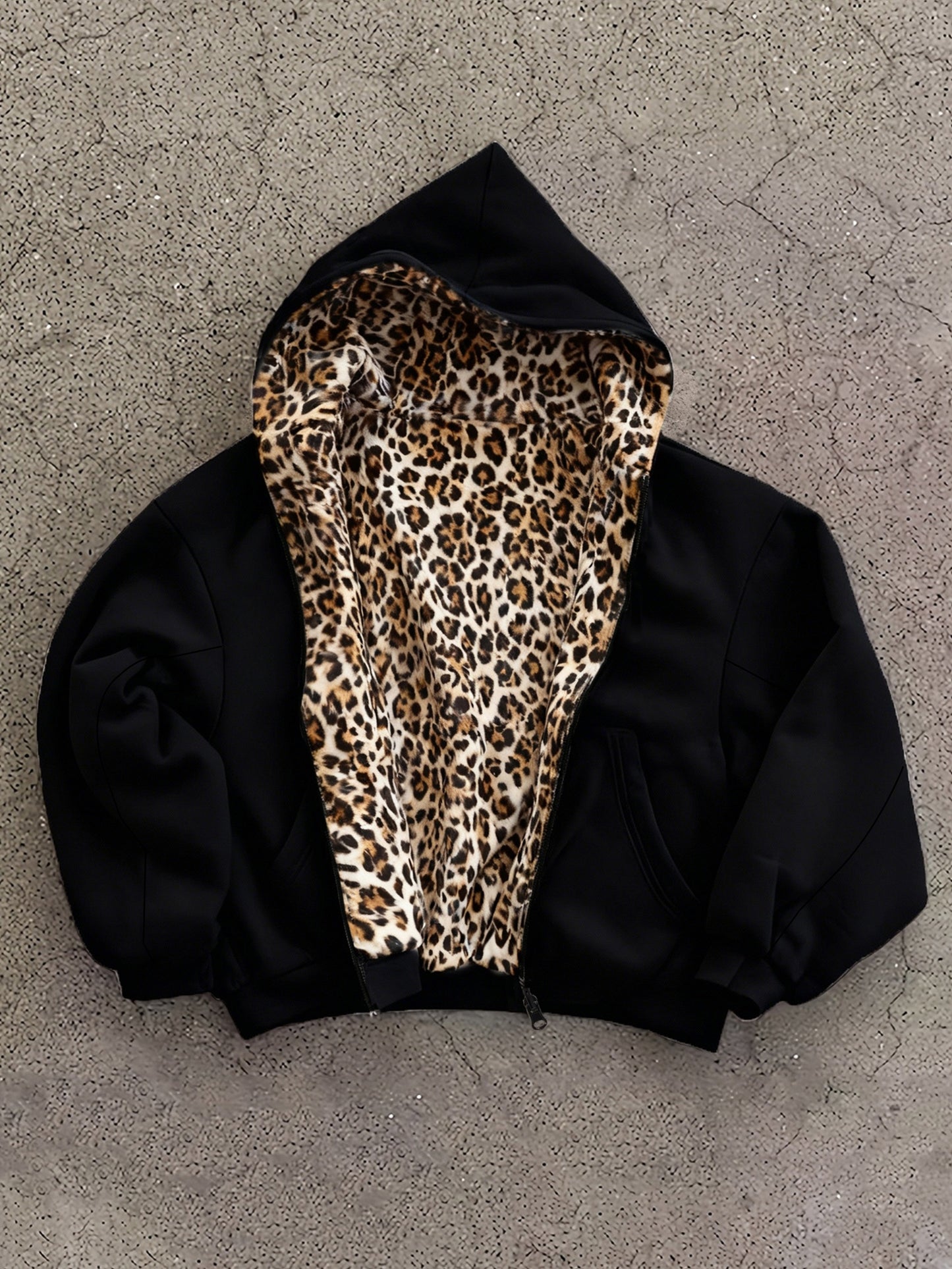 Y2K Vintage Fashion Leopard Print Hoodie, New Double-Sided Harajuku Vintage Leopard Print, Fashion Loose Zipper Hoodie for Men and Women, Street Hip-Hop Casual Sweatshirt, Unisex Streetwear Hoodie with Pockets, Loose Zipper s