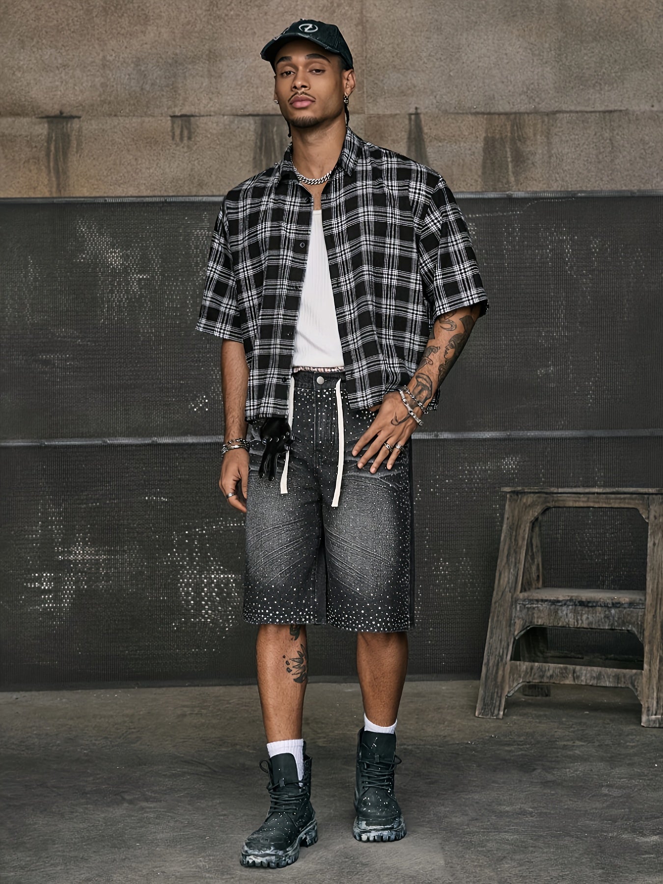 Men's Multi-Size Loose Fit Lapel Short Sleeve Printed Patchwork Casual Shirt
