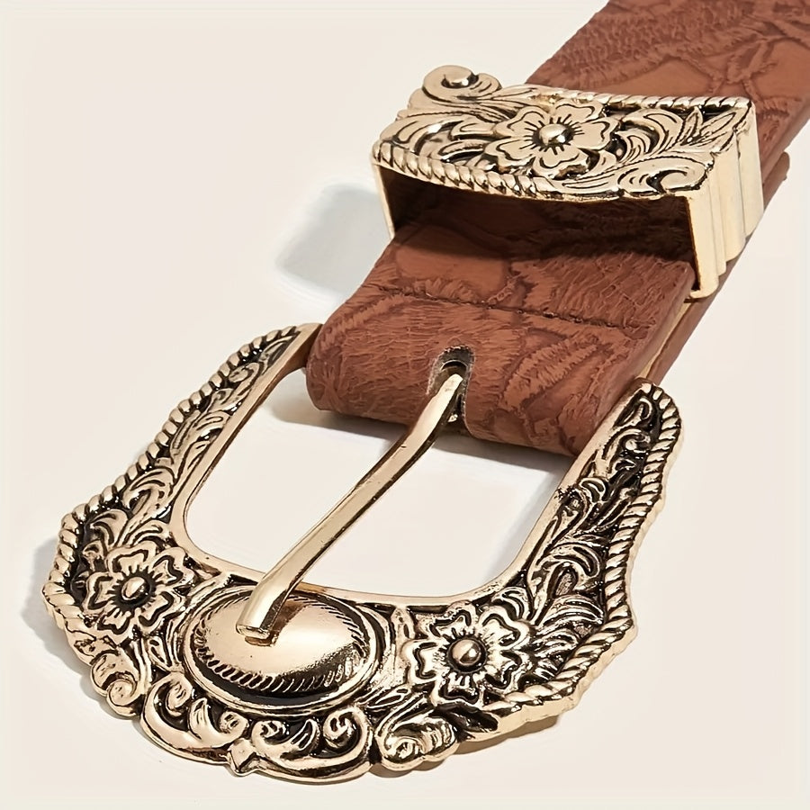 Boho 1pc Women's Western Cowgirl Style Printed Heavy Duty Belt, Perfect for Daily Wear Halloween Summer, School Fall, Autumn, Halloween